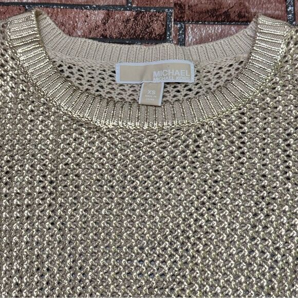 Michael Kors metallic Gold Shimmer knit sweater XS - Picture 8 of 13